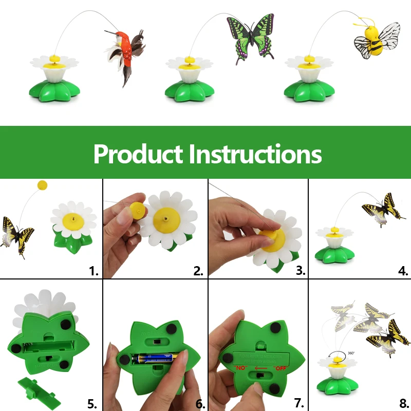 Автоматическая электрическая вращающаяся игрушка для кошек красочная бабочка