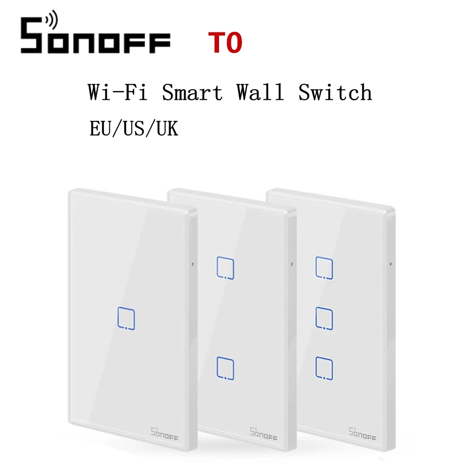 SONOFF T0 EU/US/UK 1/2/3 Gang TX Series Smart Touch WIFI Wall Switch Light For Home Work With Alexa Google | Электроника