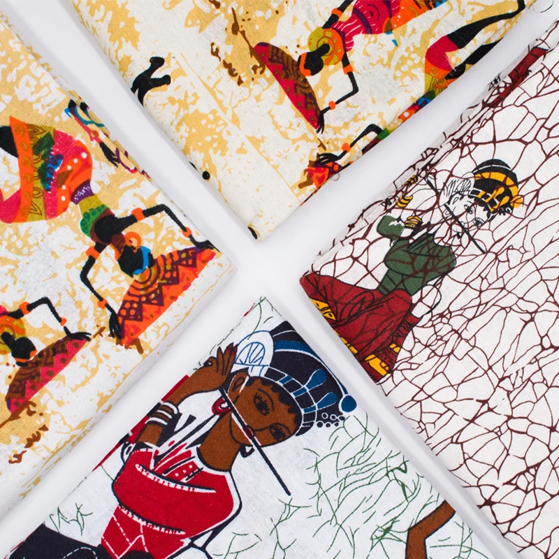 

1m Bohemian printed cotton and linen clothing fabric vintage ethnic style handmade DIY decorative tablecloth by meter African
