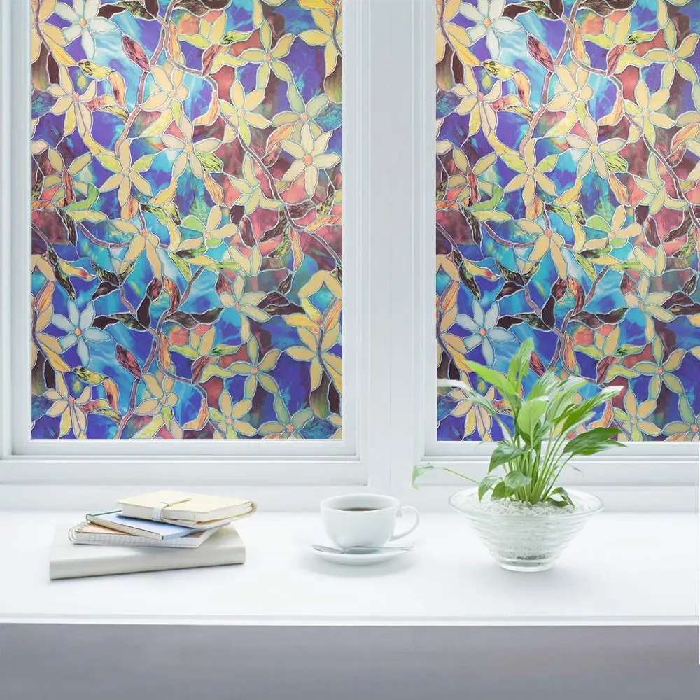 Витражная плёнка на стекла окна тонированное статическое прилипающее покрытие