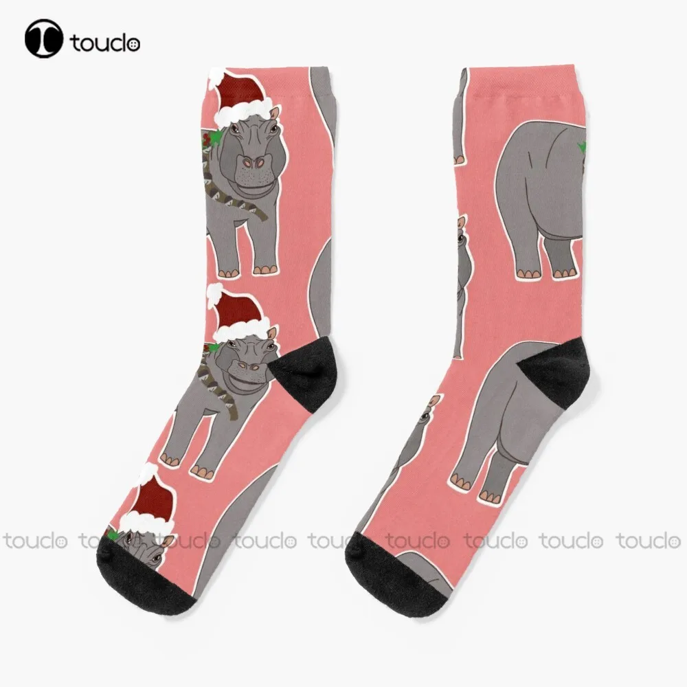 

Hippo For Christmas - Only Socks He Office Socks Personalized Custom Unisex Adult Teen Youth Socks 360° Digital Print Funny Sock
