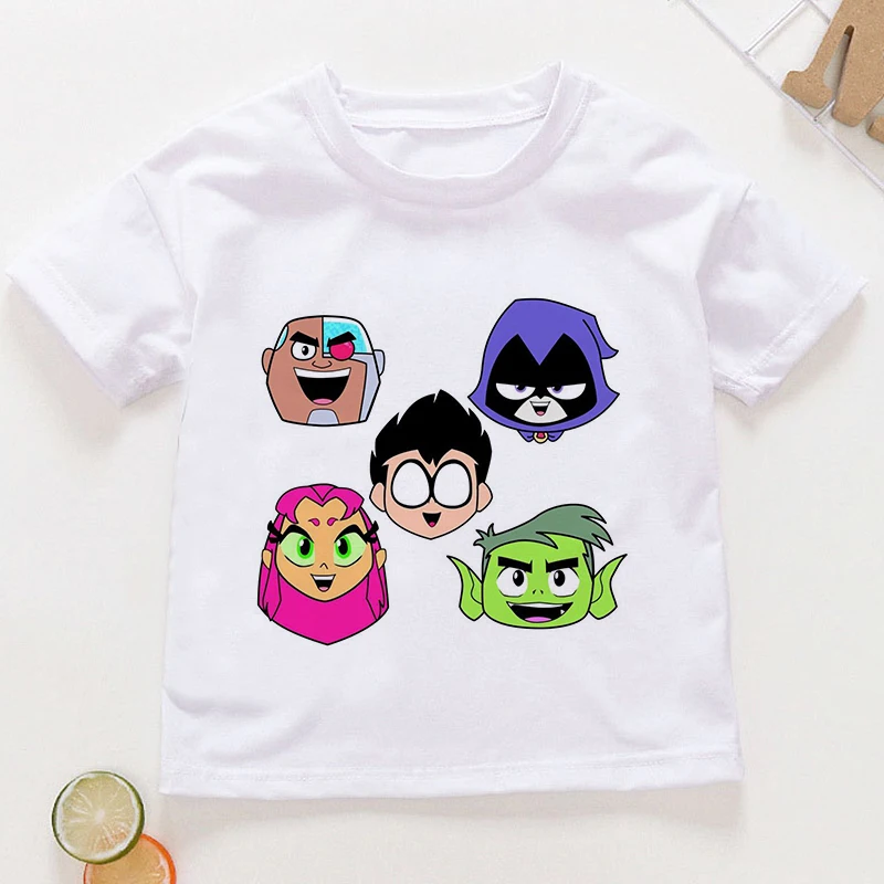 Летняя футболка с мультипликационным принтом для подростков маленьких