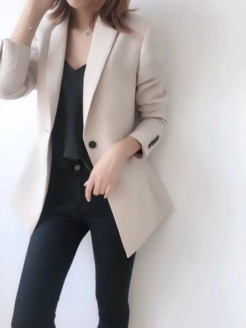

One Button Slim Long-sleeved Jacket Women Blazers