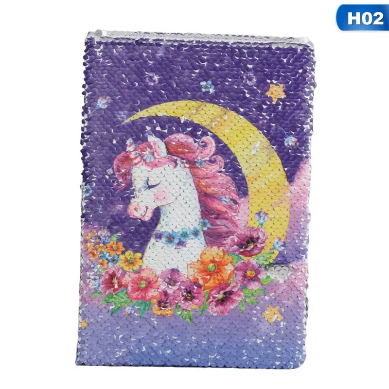 

2019 Unicorn Planner Book Suit Color Reversible Sequin Notebook Hand-book Students' Supply Office Stationery Learning Gift