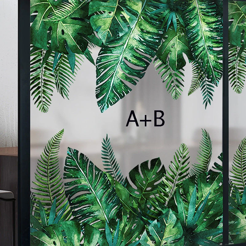 

Salon Deco Green Plant Wall Stickers for Living Room Bedroom Balcony Door Decal Waterproof Adhesive 3D Window Stickers