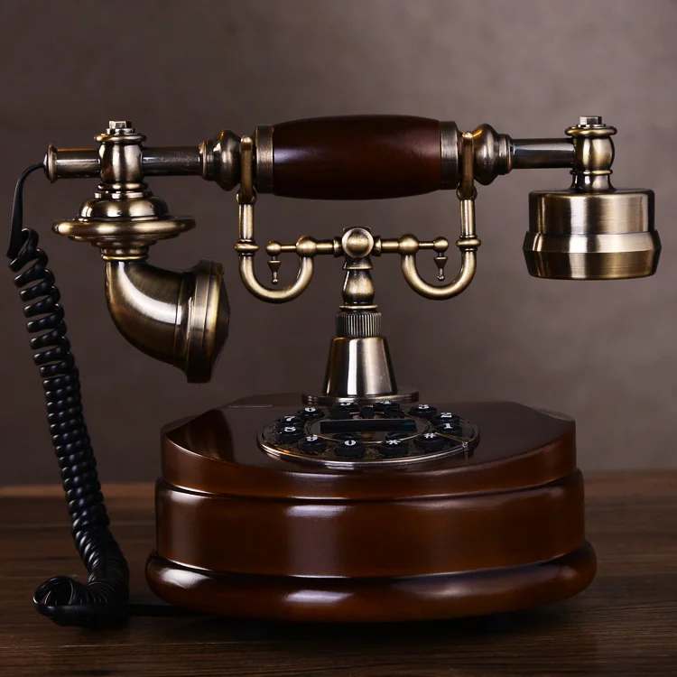 

Старинный стационарный телефон из массива дерева в европейском стиле ретро, домашний стационарный старомодный креативный Американский Бе...