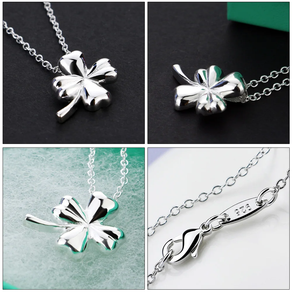 Модное женское ожерелье из серебра 925 пробы с клевером для женщин женский чокер