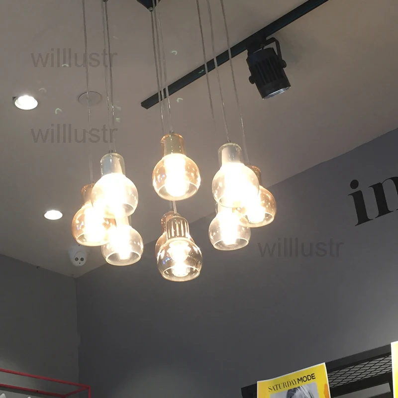 

Mega Bulb Pendant Lamp Nordic Light Modern And Tradition Clear Amber Smoke Mouth Blown Glass Restaurant Kitchen Cafe Bar Lights