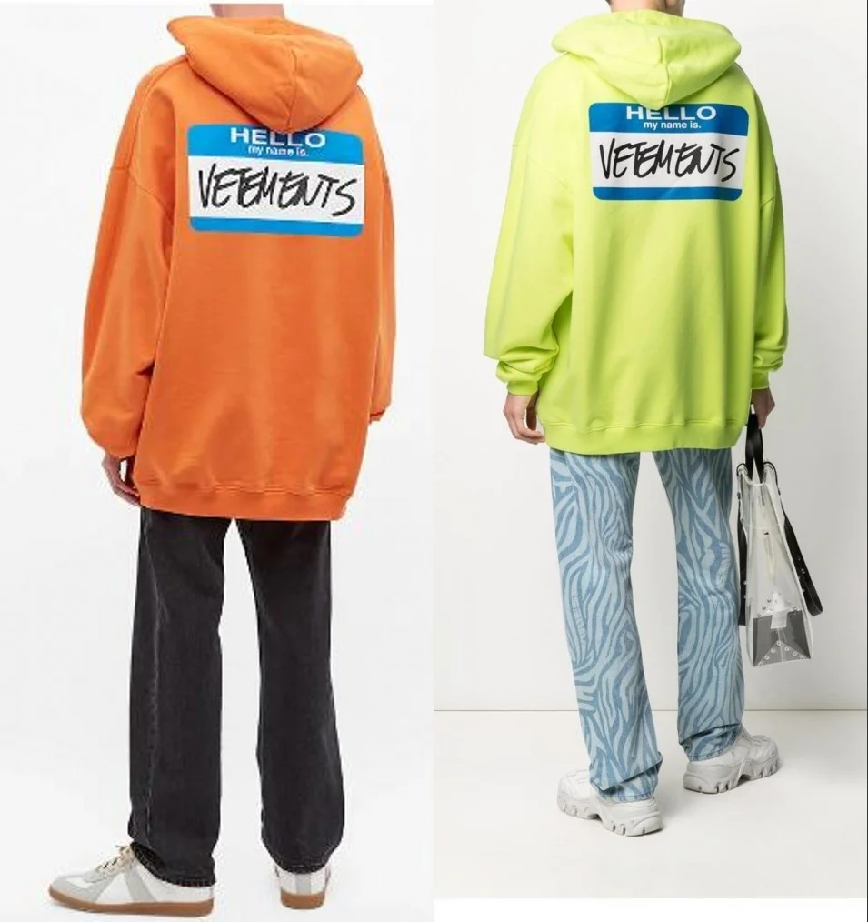 

Men Women 1:1 High Quality Long Sleeve Graphic Printed Vetements Hoodie VTM Pullover Hello My Name Is Vetements Sweatshirt