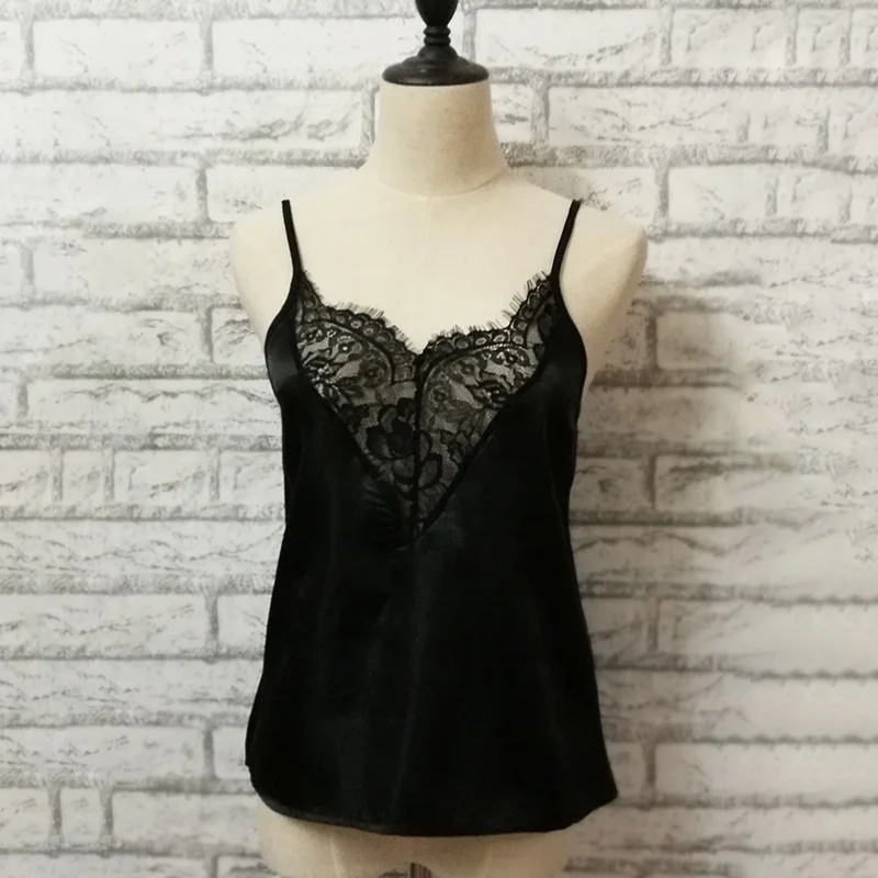 Повседневная шифоновая рубашка с u-образным вырезом, Топ для женщин, Регулируемый ремень, имитация шелка, гладкое однотонное нижнее белье - Цвет: B-1