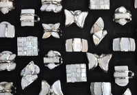 20pcslot mix design shell pearl stone metal rings for women punk geometric irregular shape finger rings punk jewelry