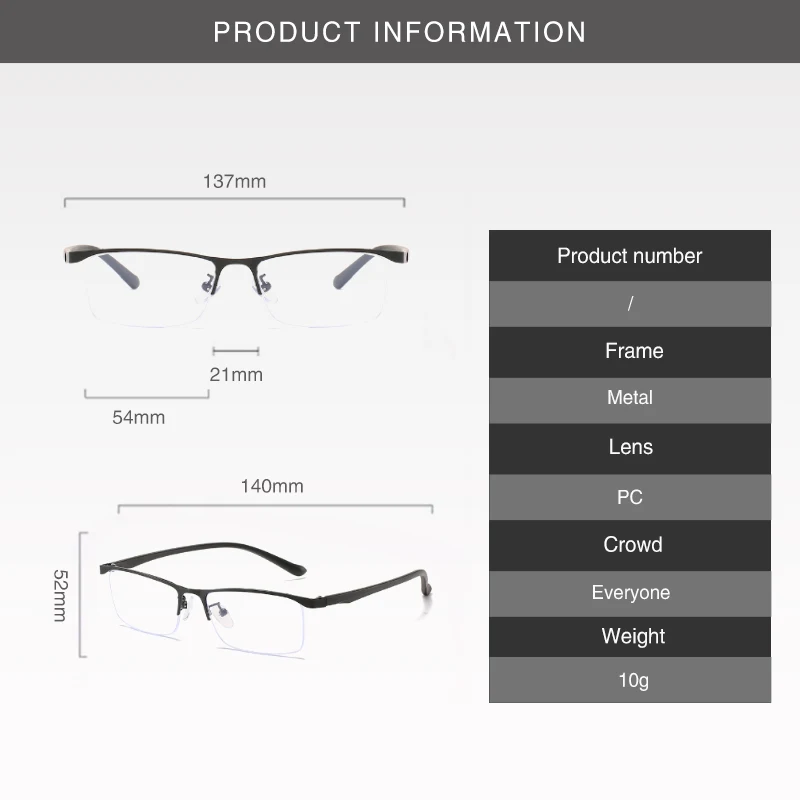 Очки в полуоправе для близорукости мужчин и женщин металлические ретро оправа
