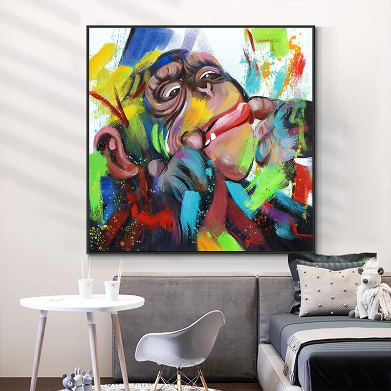 

Cute Monkey Graffiti Art Canvas Prints Oil Paintings Abstract Animals Wall Art Decor Pictures For Kids Room Cuadros Decor