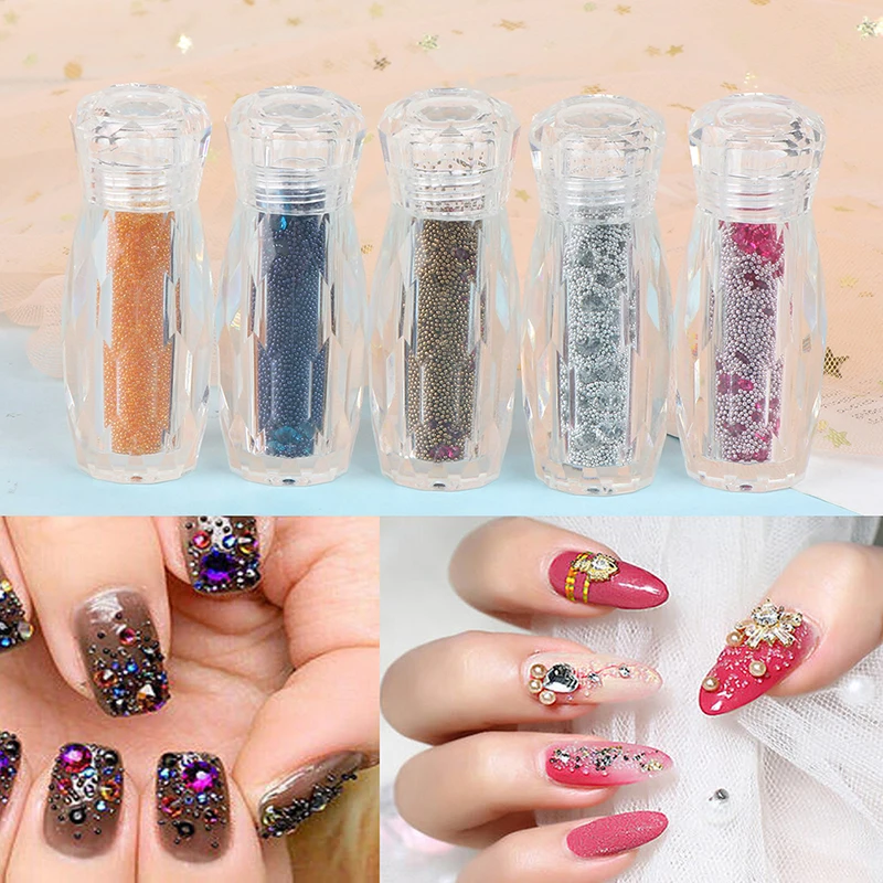 DIY Красочные 3D блестящие украшения для ногтей 1 бутылка мини икра бусины