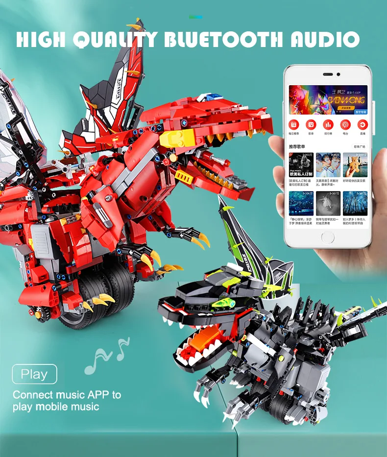 

Mould King The MOC dinosaur dragon Roadster Remote control Robot Building Blocks Bricks Kids DIY toys Birthday Gifts