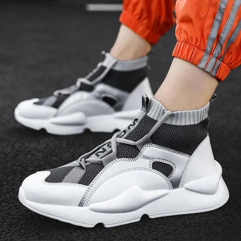 Высокие кроссовки носки для бега мужская спортивная обувь мужские желтые