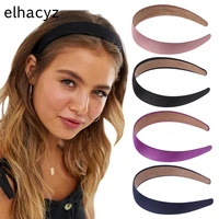 1pc new lady solid satin hair band plain alice headbands 1inch wide hairband ribbon hair accessories