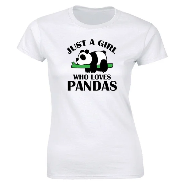 

Just A Girl Who Loves Pandas with Bamboo Image T-Shirt for Women All Size