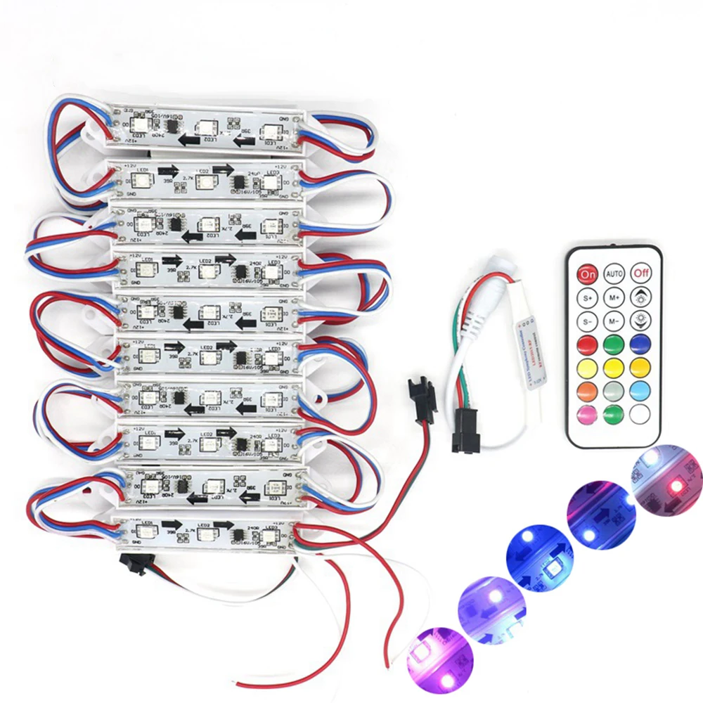 

Szyoumy светодиодный модуль Ws2811 Dmx 3led Dc12v Led садовый свет Smd5050 RGB Водонепроницаемый светодиодный пиксельный цифровой модуль струнный свет + пульт дистанционного управления