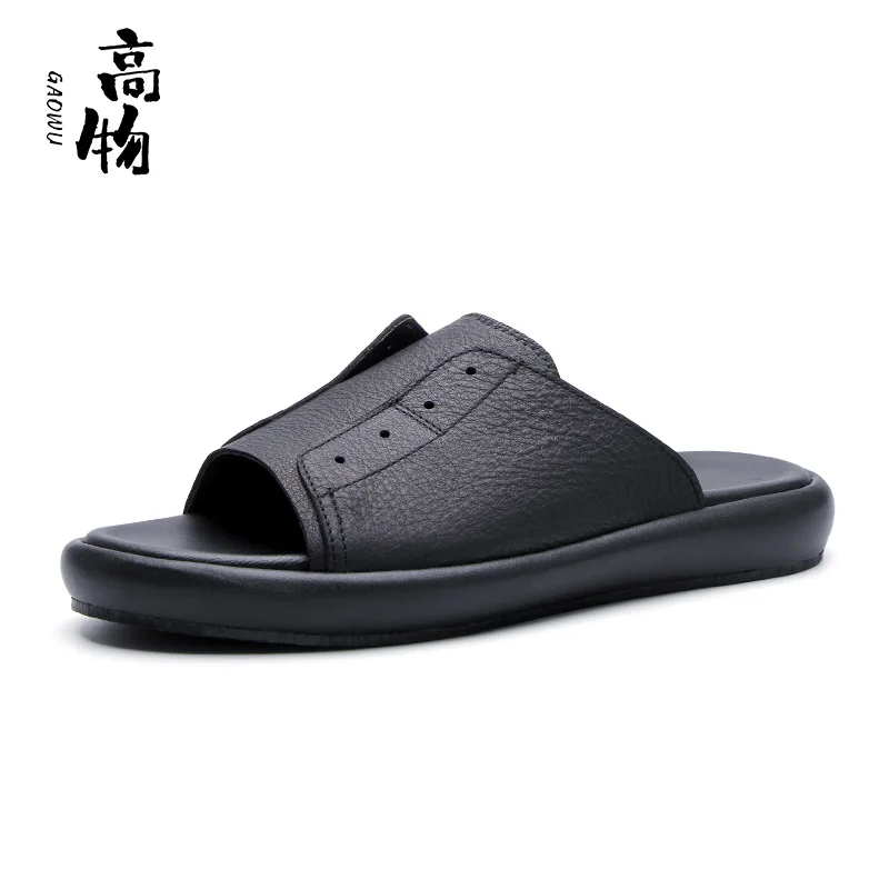 

Men's leather slippers 2021 summer wear - resistant slippers chunky - soled fashion shoes men's beach shoes