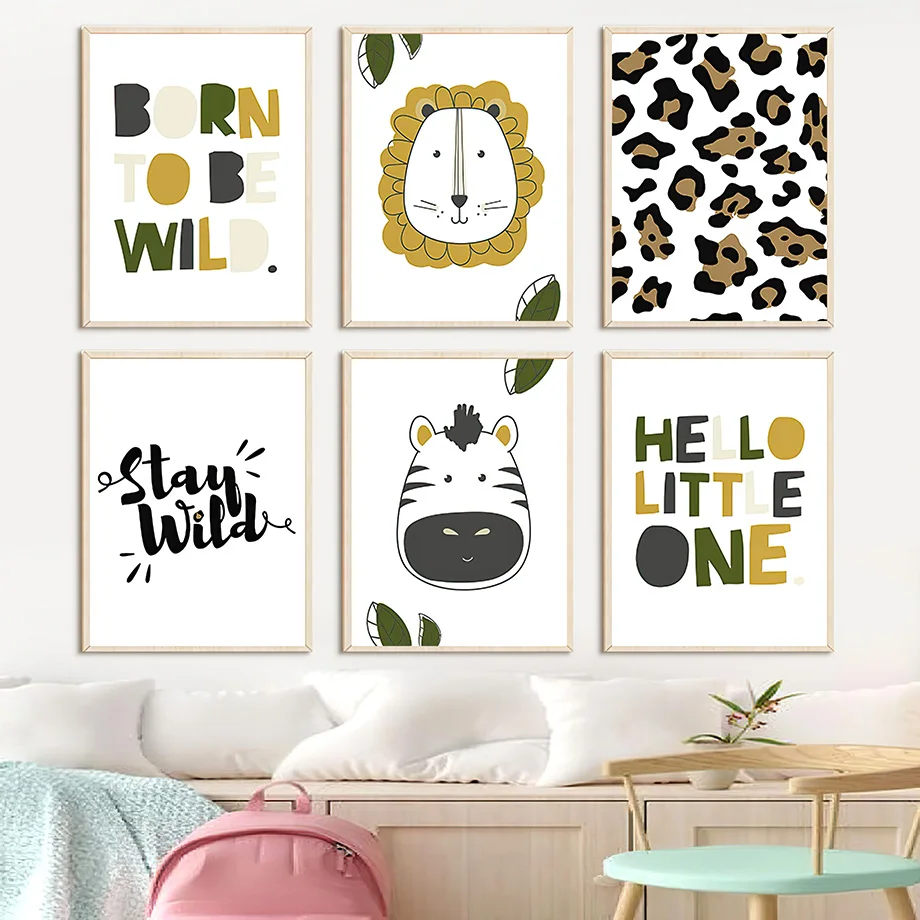 

Lion Zebra Wild Animals Cartoon Color Nordic Posters And Prints Nursery Wall Art Canvas Painting Wall Pictures Child Room Decor
