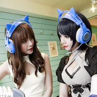 for somic cute cat usb headset ear gamer surround sound noise cancelling headphone with mic for pc laptop phone live recording