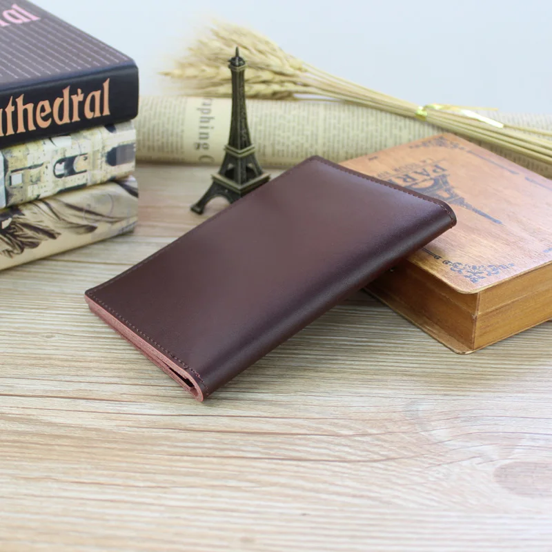 Простая тонкая кожаная сумка для паспорта деловая Женская папка авиабилетов