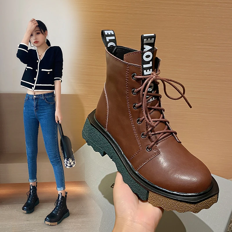 

Women ankle boots natural leather shoes 22-25cm Cowhide upper Classic Side zip short boots winter boots women 2 colors