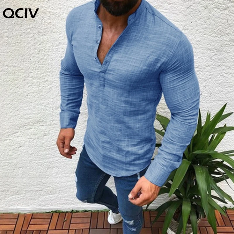 

Spring Summer Plus Size Men's Casual Solid Cotton Linen Loose Tops Long Sleeve Blouse Shirt Male Streetwear Shirt Tops S-3XL