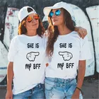 Модная женская футболка с надписью Forever Best Friends, свободные топы, Милая Белая повседневная женская футболка с буквенным принтом