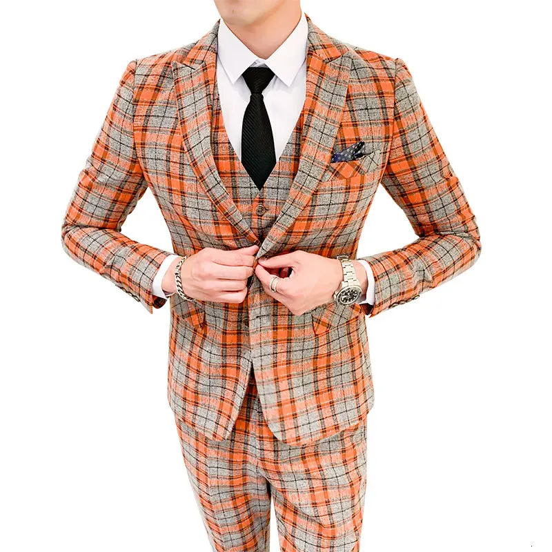 Костюм Homme Vestito Uomo Elegante костюм Mariage клетчатые итальянские костюмы мужские