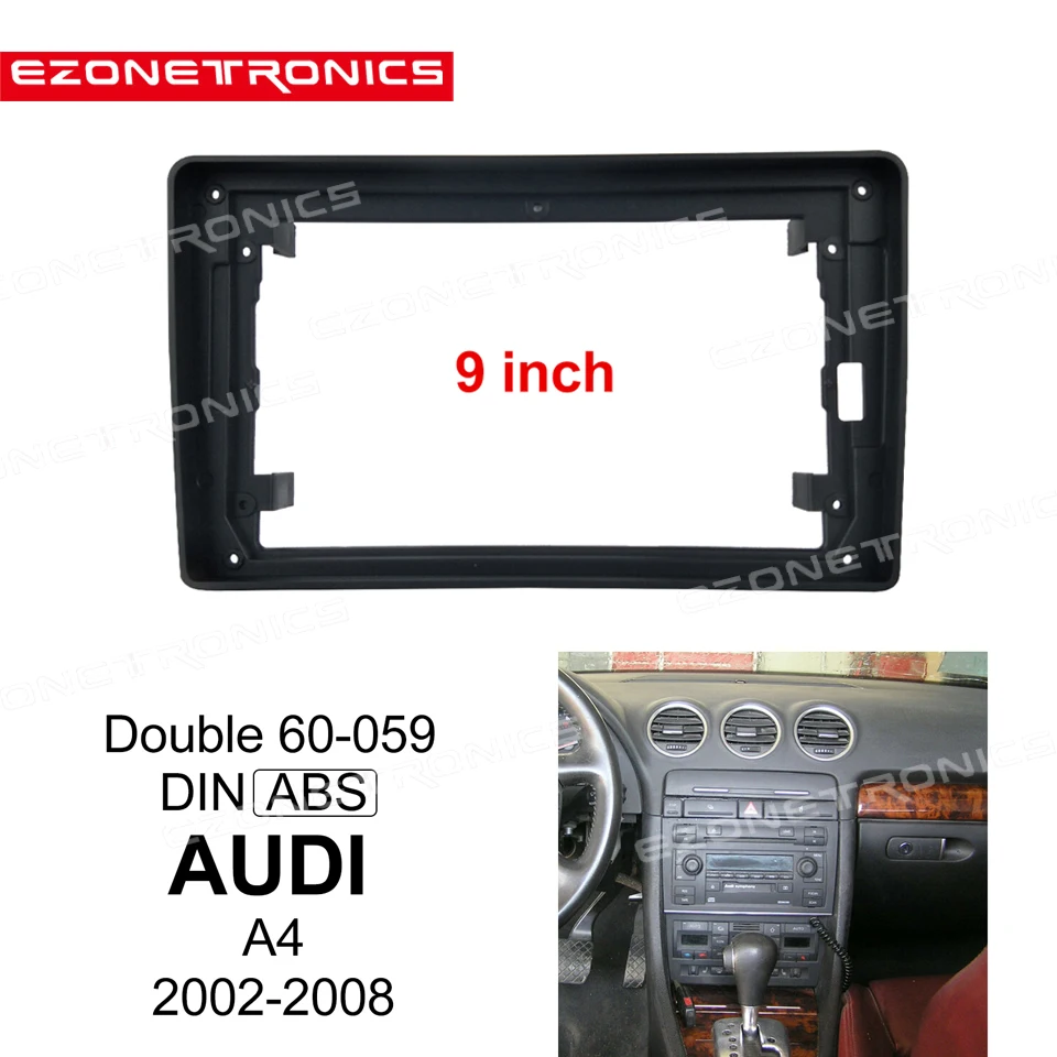 

2Din Car DVD Frame Audio Fitting Adaptor Dash Trim Kits Facia Panel 9inch For AUDI A4 2002-2008 Double Din Radio Player
