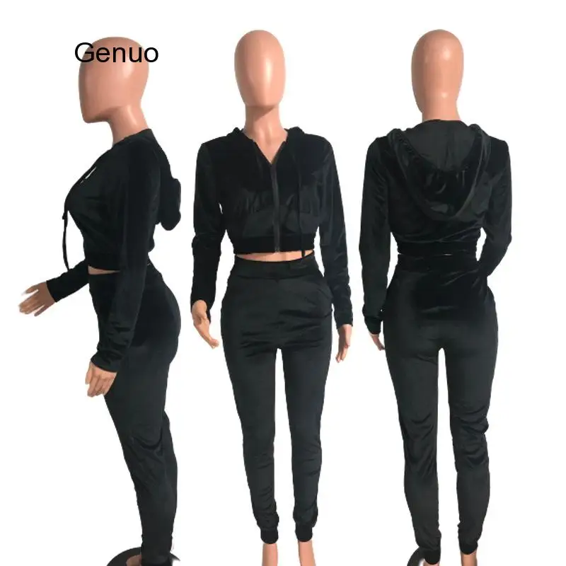 Женский бархатный костюм Famale повседневный велюровый спортивный фиолетового и