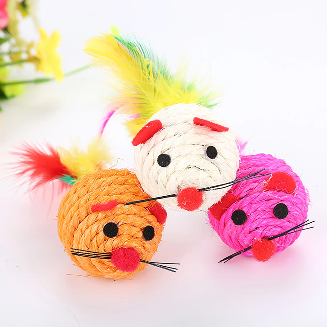 

Игрушка для кошек, сизаль, мышь, перо, Интерактивная Дразнилка для котенка, игрушки для жевания, для ловли царапин, забавная игрушка для котя...