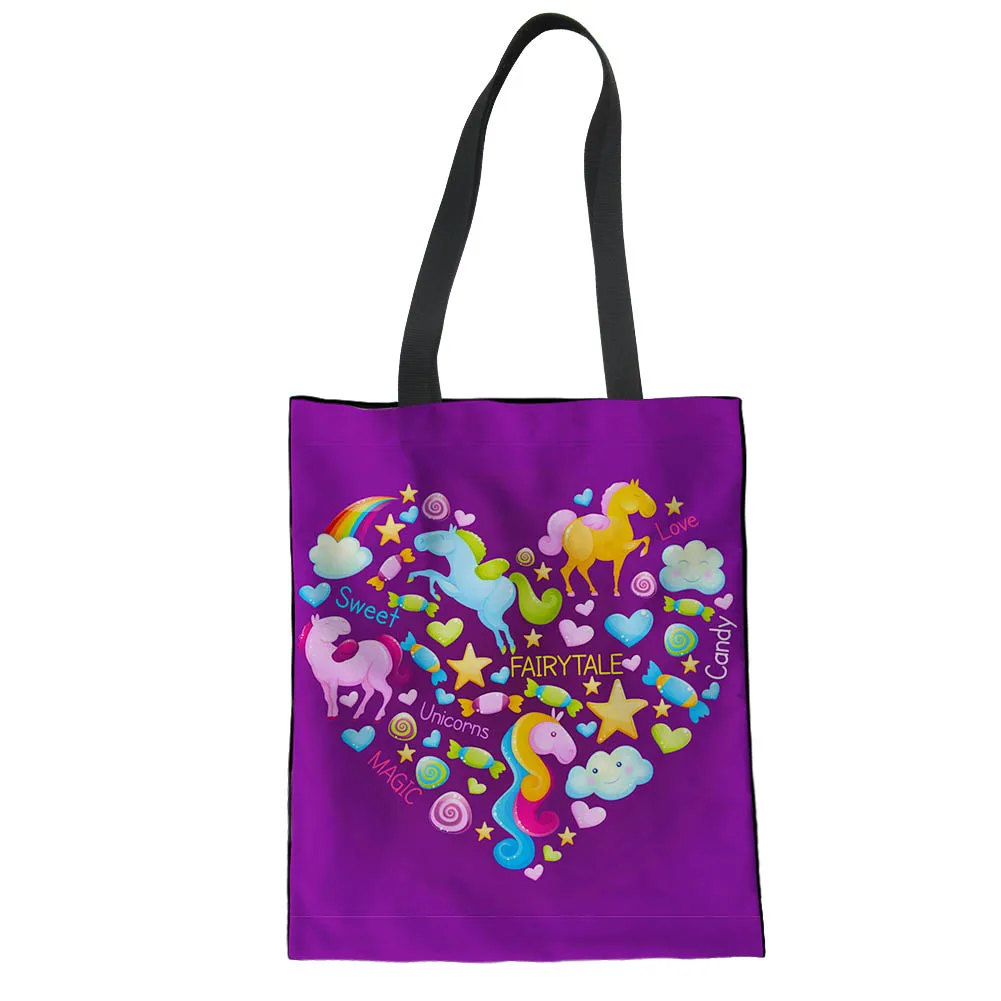 

Unicorn theme reusable women's shopping bag shopping bag girls fashion leisure bag handbag