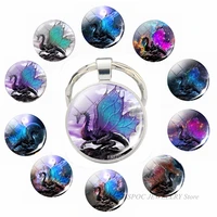 blue wings dragon keychain double sides keychains fashion keyrings for women men car key chain rings bag chains gifts jewelry