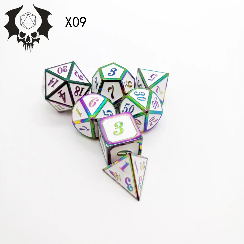 7 шт./компл. красочные кости набор ретро металлические цинковый сплав Материал