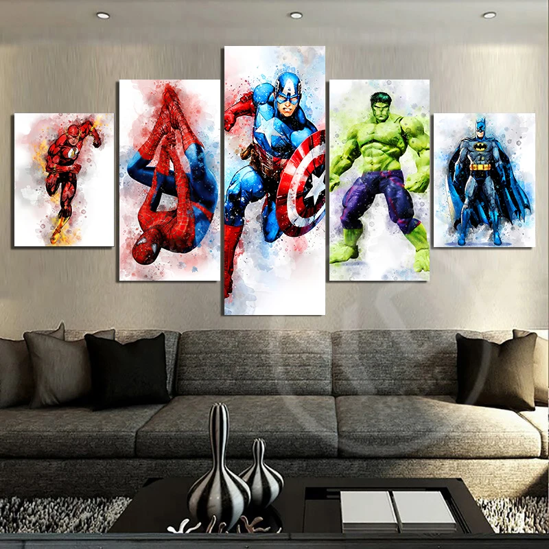 

5 Piece Canvas Wall Art American Moive Star Poster Living Room Decor HD Modern Kids Bedroom Decoration Picture Modular Painting