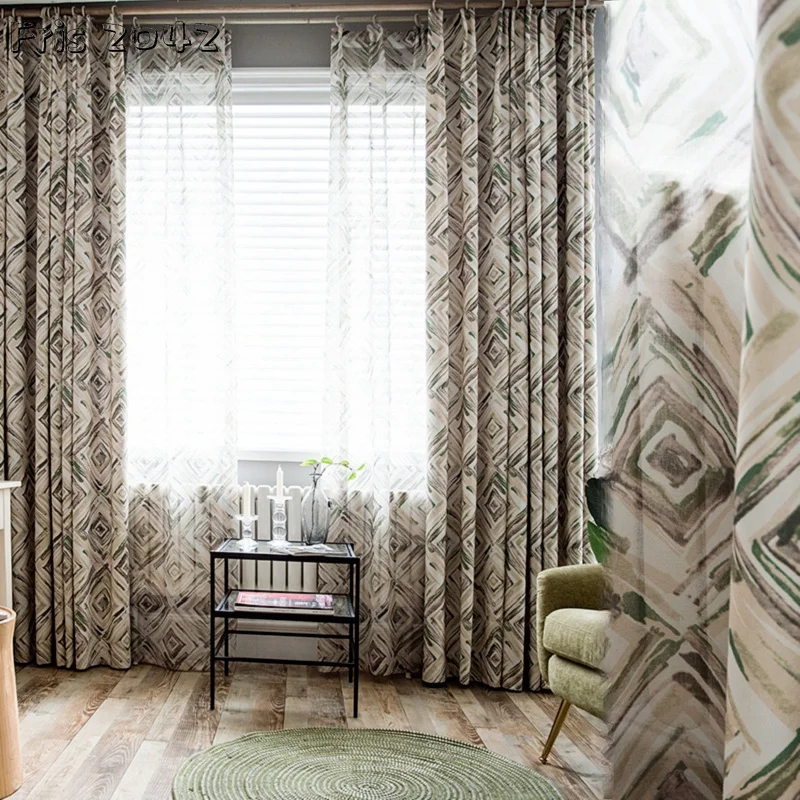 

Современные Простые шторы в Европейском стиле, шторы из полиэстера и хлопка с принтом, затеняющие шторы на заказ для гостиной, столовой, спа...