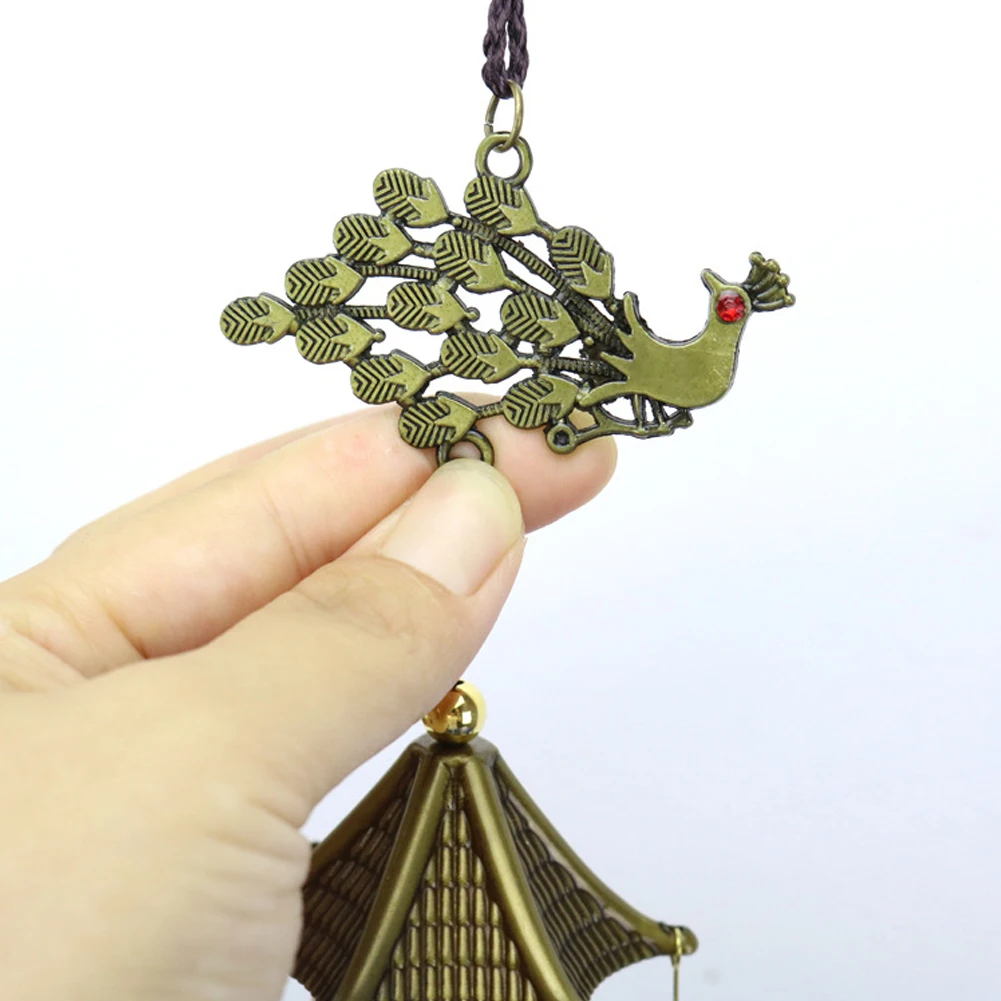 

Macrame Hanging Bell Wind Chime Chinese Vintage Fengshui Bell Ornament Metal With Elephant Pattern Decor Home Livingroom Yard