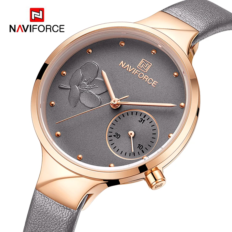 

Часы наручные NAVIFORCE женские кварцевые, роскошные модные повседневные водонепроницаемые, с кожаным ремешком