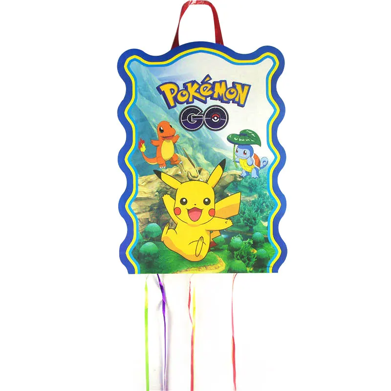 Pokemon Birthday Party Supplies Tableware Set Party Paper Plates Cup Napkins Pokemon Party Balloon Decorations Hats Flags Candle
