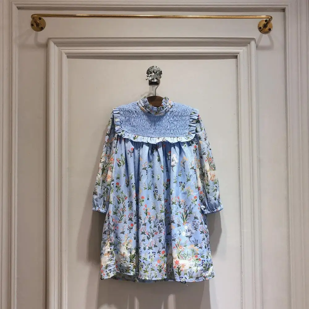 Платье для девочек с длинным рукавом цветочным принтом и единорогом праздничное