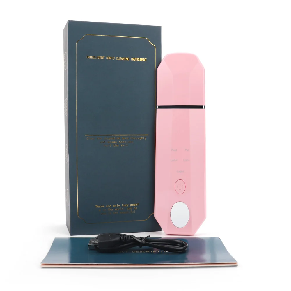 

Ultrasonic Skin Scrubber Facial Cleaner Ion Acne Blackhead Remover Peeling Shovel Cleaner Facial Massager Face Lift Machine