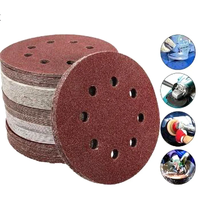 

10Pcs 8 Holes Round Shape Sanding Discs Sandpaper Sand Sheets Grit Sanding Disc Polish Sanding Pad Woodworking Polishing Tools