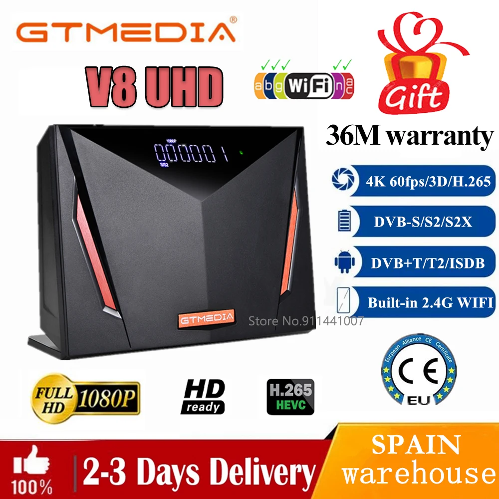Новинка 2020 спутниковый ресивер GTmedia V8 UHD TV Combo DVB S2 T2 кабель H.265 4K Ultra HD встроенный Wi Fi