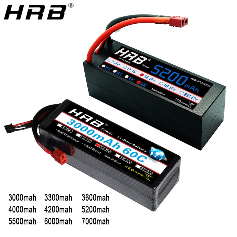 HRB 14 8 V Lipo аккумулятор 3000 3300 мач 3600 4000 5200 5500 6000 7000 Deans T Plug TRX XT60 жесткий чехол RC