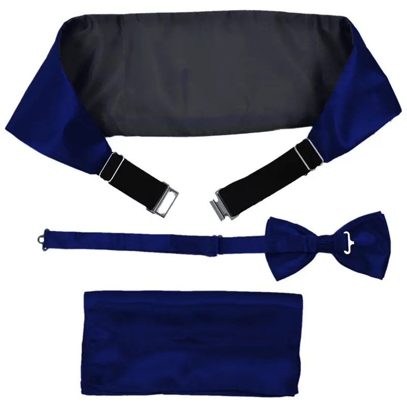 Satin Tuxedo Cummerbund+Bow Tie +Hanky Set Prom Wedding Deep BLUE | Аксессуары для одежды