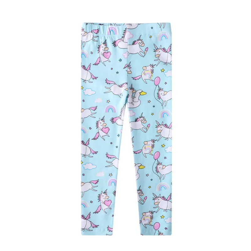 

Cartoon Blue Leggings Unicorn Balloon Rainbow Girl Pants Soft Elastic Cotton Pants Kids Trousers For 2T-7T