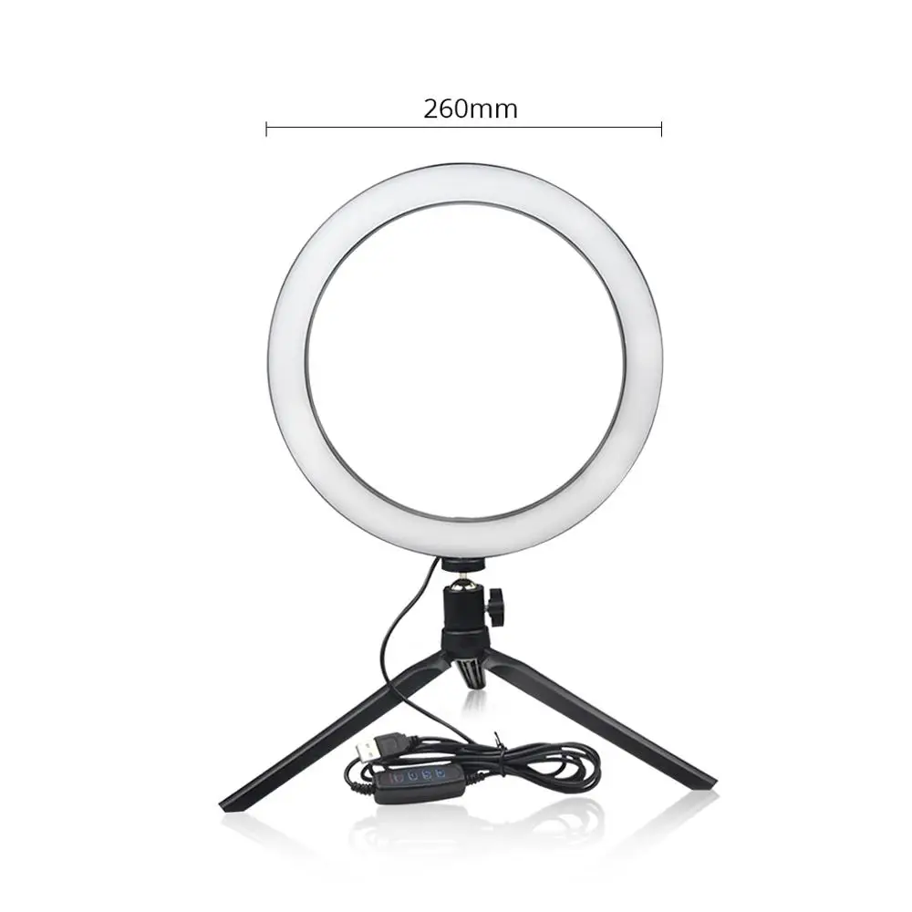 26cm with tripod Новинка! Светодиодный светильник для селфи в реальном времени. Светодиодный светильник для студийной фотосъемки - Цвет: 26cm with tripod